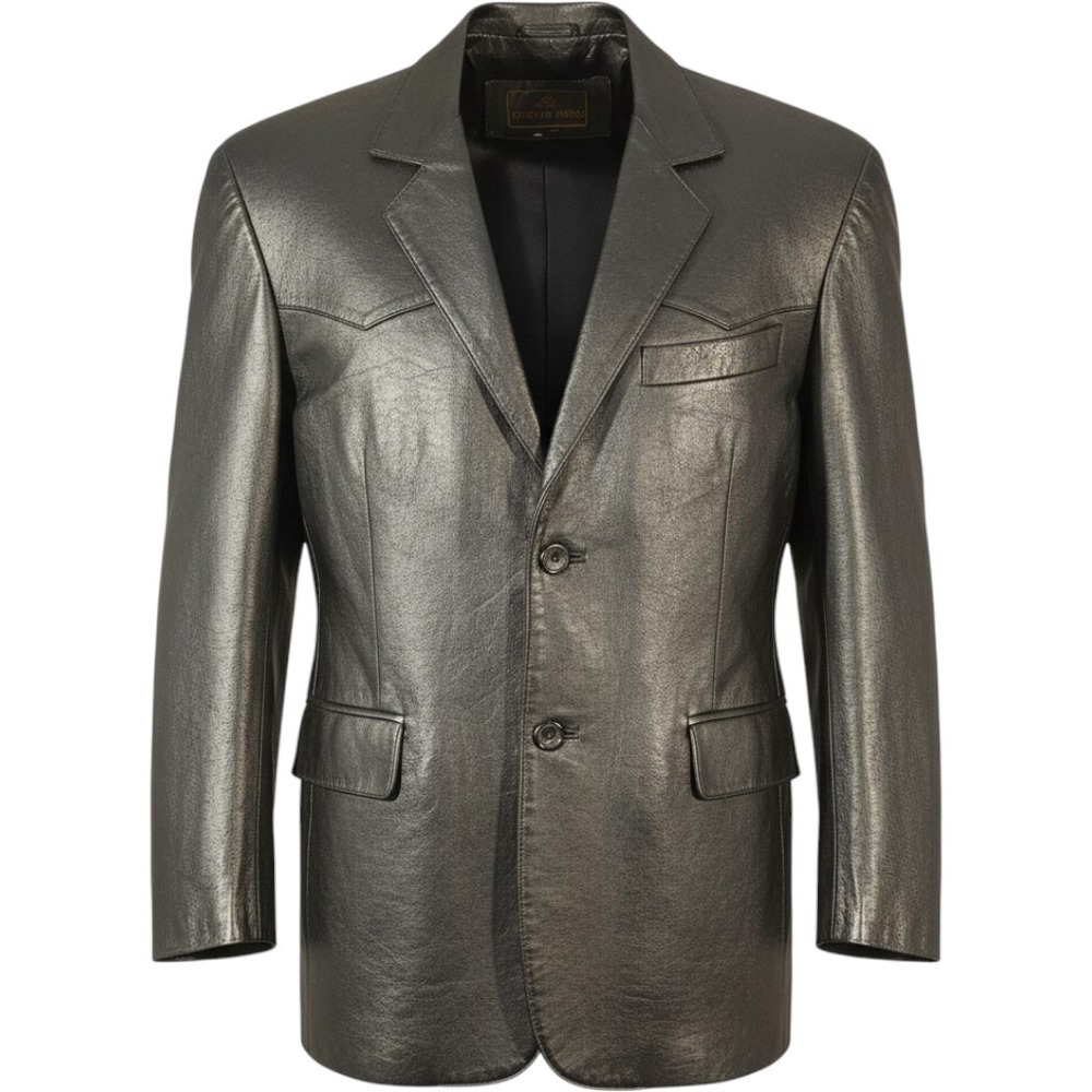 Oscar Piel Perfect Leather USA Jacket Mens XL Genuine Black Blazer Vintage Y2K